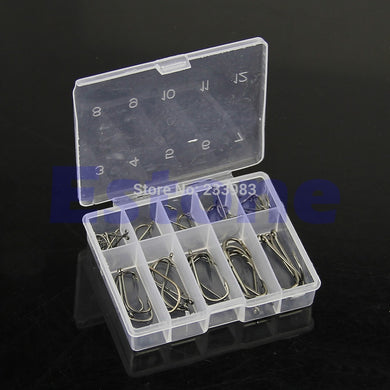 50Pcs 10 Size Assorted Silver Black Hook