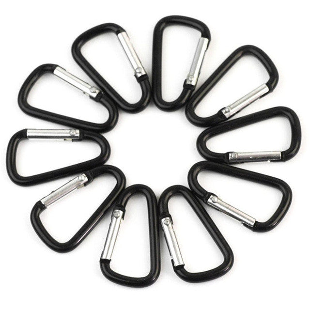 Black Aluminum Alloy D Carabiner Spring Snap Clip