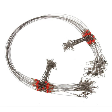 10 Pcs Silver Wire Leader Fishing Trace With Snap Swivel Interlock
