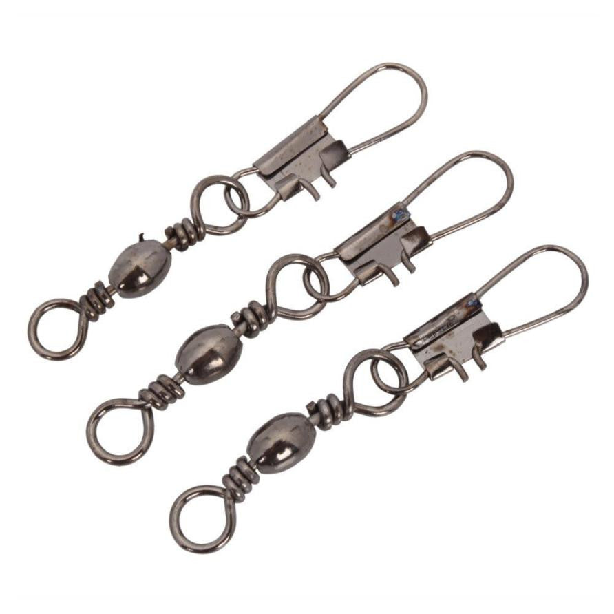 100PCS Interlock Snap Ball Bearing Swivel Rolling Solid Rings Fishing Connector