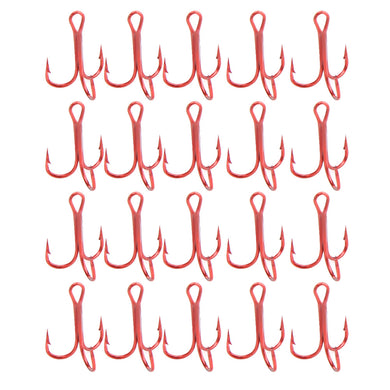 20Pcs Red Fishing Hooks Carbon Steel with 3 Anchors