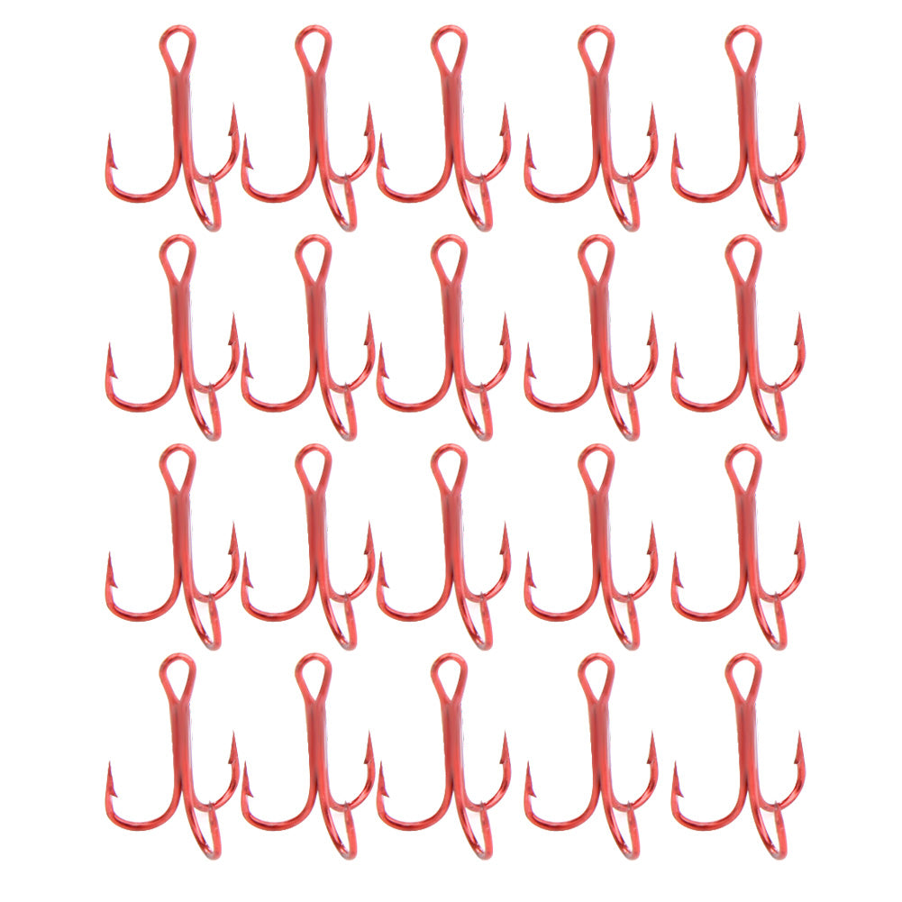 20Pcs Red Fishing Hooks Carbon Steel with 3 Anchors