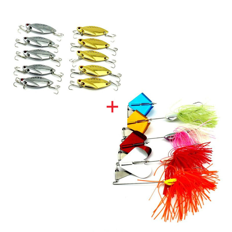4pcs Spinner Baits and 10pcs Metal Fishing Lures