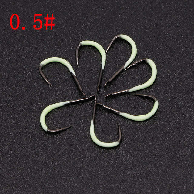 7pcs Luminous Fishing Hooks 0.5-3#