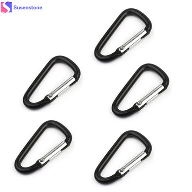 Black Aluminum Alloy D Carabiner Spring Snap Clip