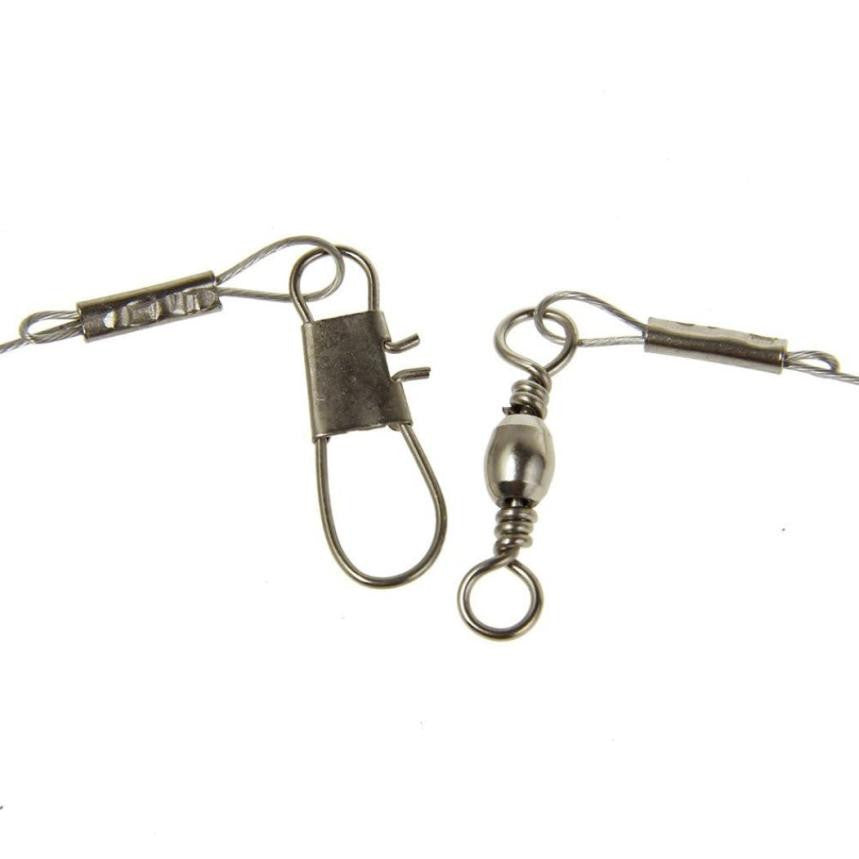 2 Pcs Fishing Wire Leader Trace With Snap Swivel Interlock