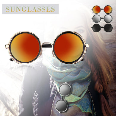 Vintage Punk UV400 Sunglasses Round Mirrored