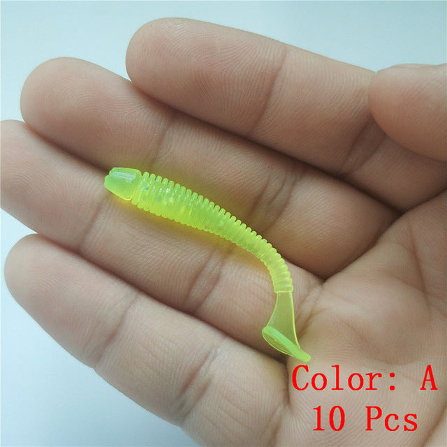 10Pcs  Fishing Lure Soft Worm 5cm 0.7g