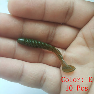 10Pcs  Fishing Lure Soft Worm 5cm 0.7g