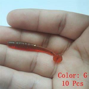 10Pcs  Fishing Lure Soft Worm 5cm 0.7g