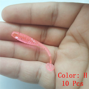 10Pcs  Fishing Lure Soft Worm 5cm 0.7g