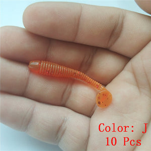 10Pcs  Fishing Lure Soft Worm 5cm 0.7g